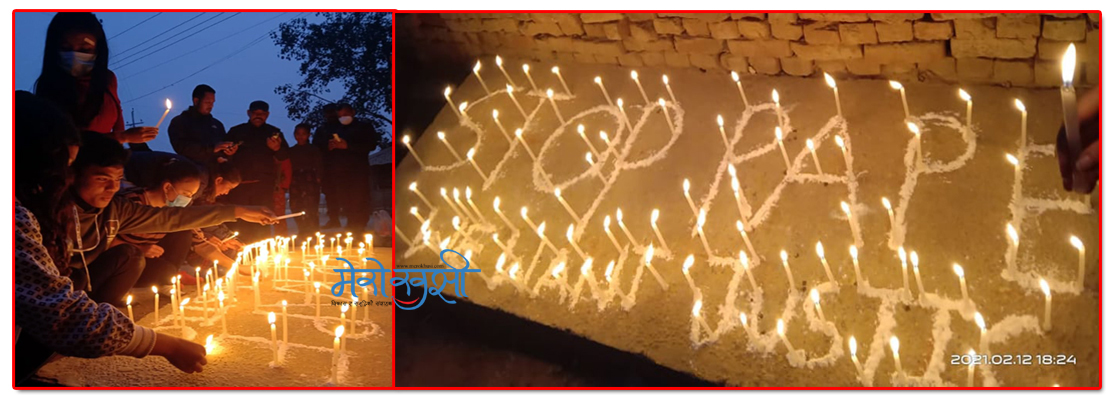 बलात्कारको विरोधमा किशोरीद्वारा द्वीप प्रज्ज्वलन