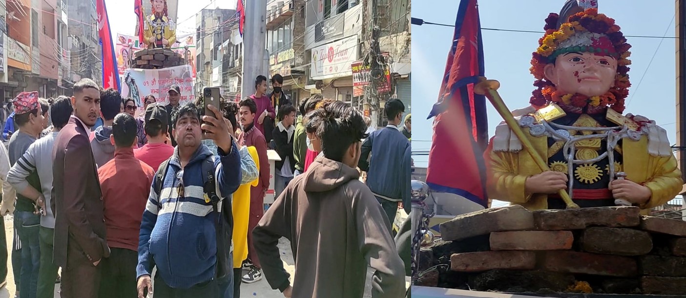 नेपालगन्जको त्रिभुवन चोकमा राखियो त्रिभुवनको शालिक